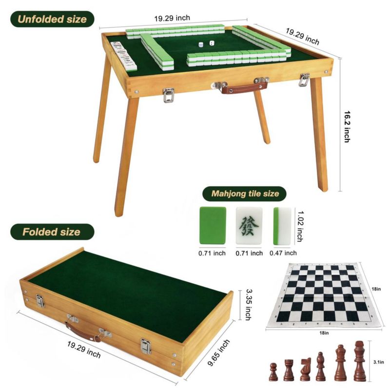 Mesa de Mahjong Steelway plegable 49x49x41 cm + Juego de fichas