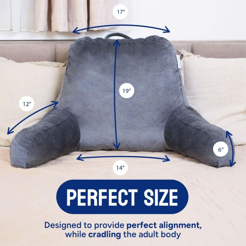 Almohada de Lectura ComfortSpa Grande Gris con Bolsillos para Brazos