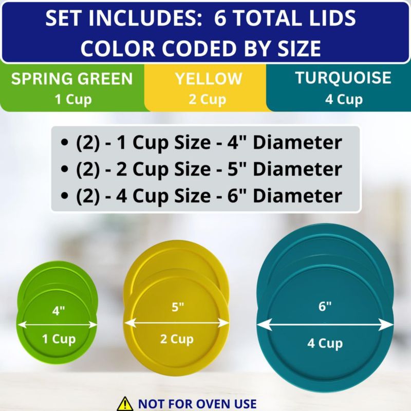 Juego de 6 tapas para envases Klare Ware 236 ml/470 ml/950 ml