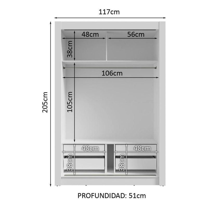 Ropero closet madesa vivare plus 2 puertas bg