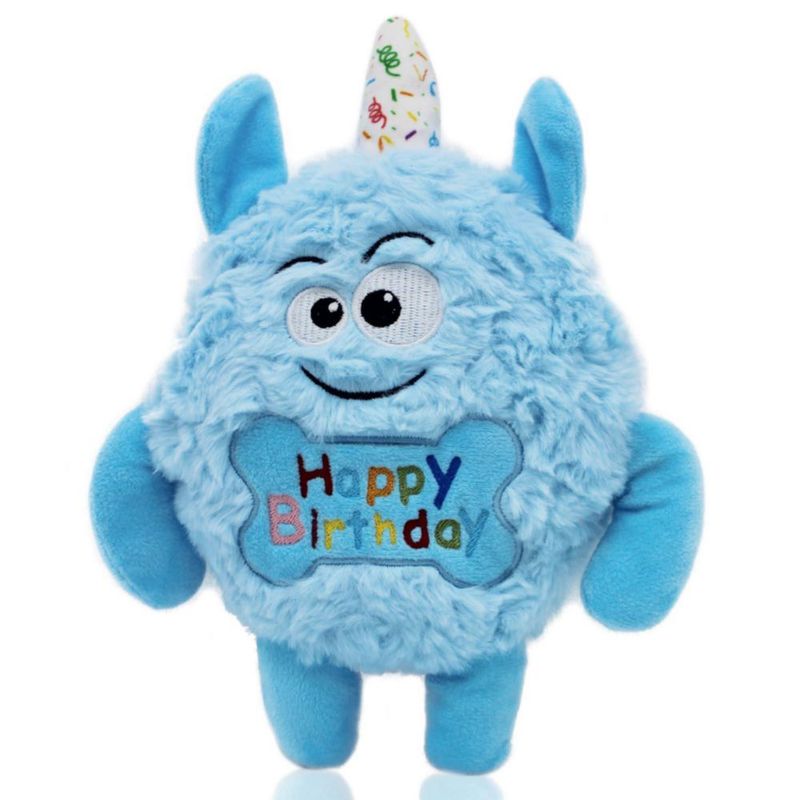 HUGEME Juguete de Cumpleaños Monster Dog de Peluche para Perro Azul