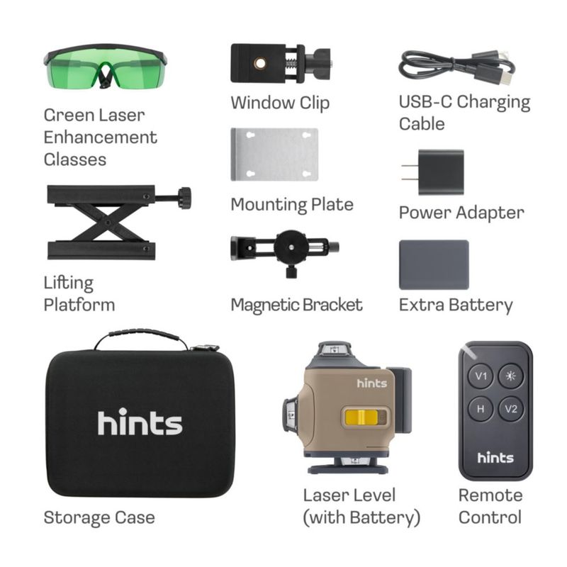 Nivel Láser Hints 4D 360° 30 m IP54 con Control Remoto