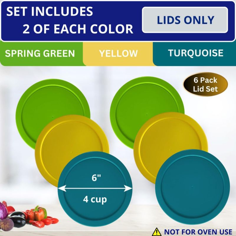 Tapa para Envase Klare Ware 950 ml Pack de 6 (Verde Amarillo y Turquesa)