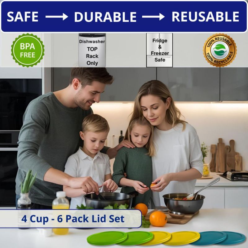 Tapa para Envase Klare Ware 950 ml Pack de 6 (Verde Amarillo y Turquesa)
