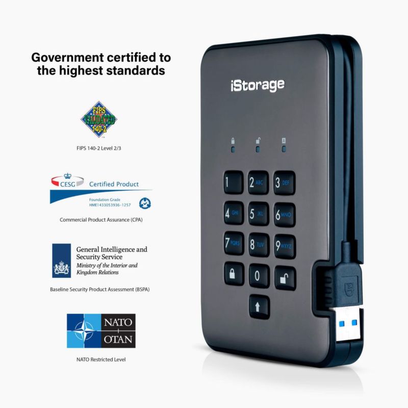 Disco Duro iStorage diskAshur PRO2 5TB Cifrado