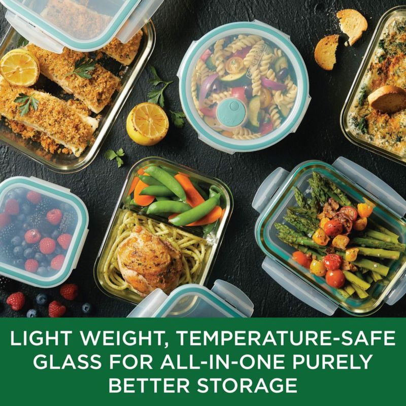 LocknLock Juego de 10 Piezas de Vidrio Transparente para Almacenamiento de Alimentos