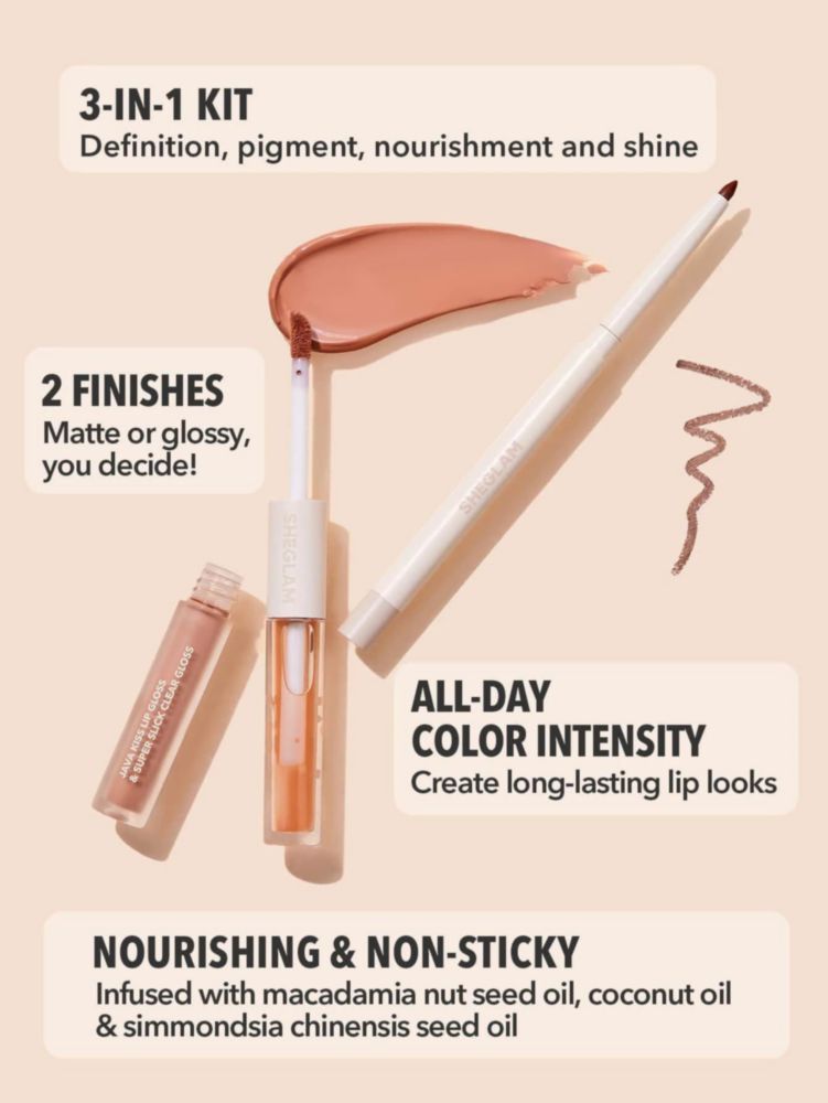 Lápiz delineador de labios SHEGLAM 3 en 1 Moody Taupe – Labial y Brillo