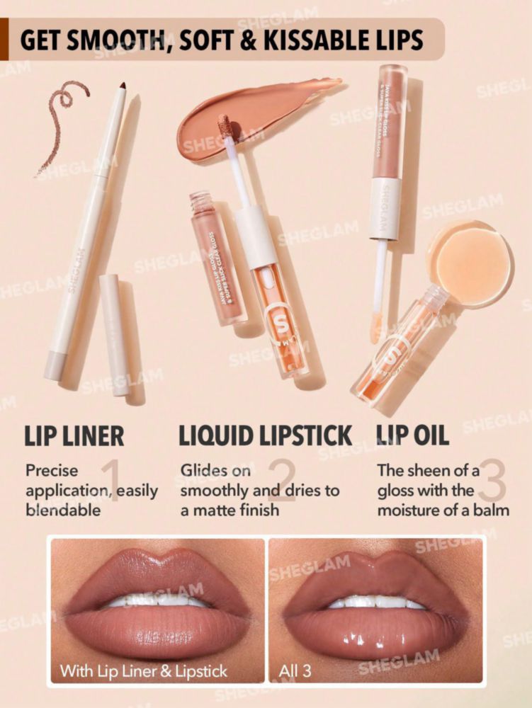 Lápiz delineador de labios SHEGLAM 3 en 1 Moody Taupe – Labial y Brillo