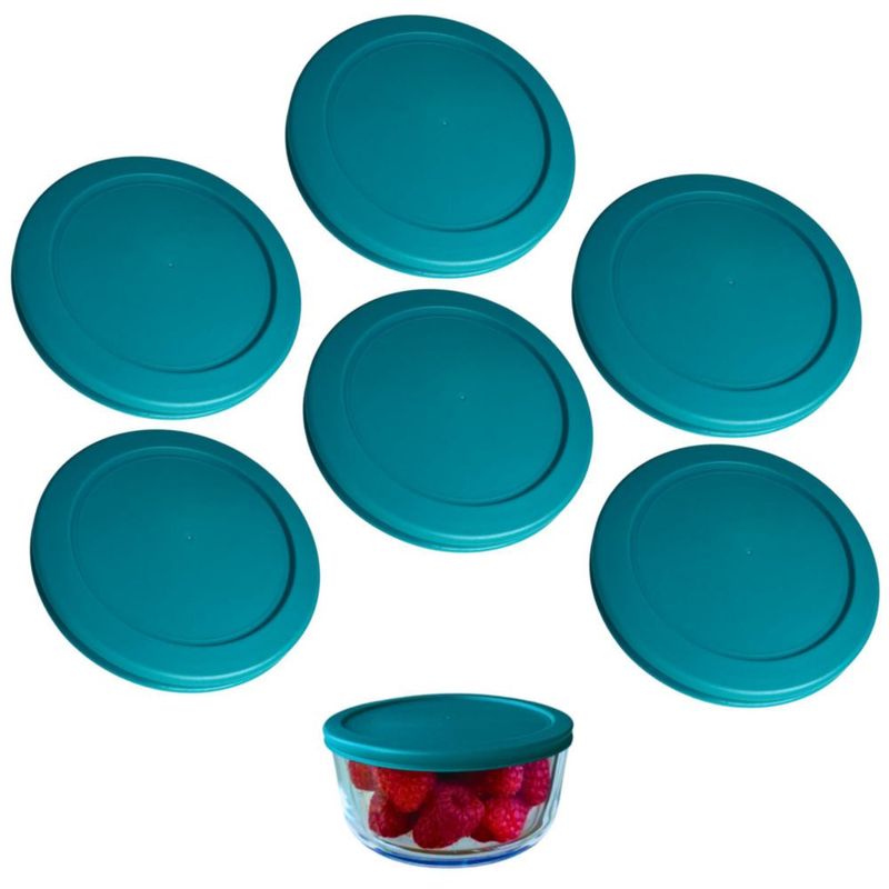 Tapas de repuesto KlareWare para cuencos de 4 tazas tapas de plástico libre de BPA para Pyrex 7201 Anchor Hocking (paquete de 6 turquesa) -