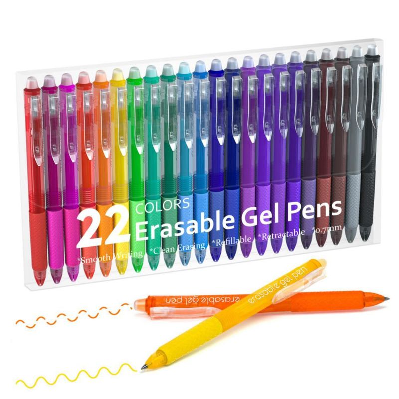 Bolígrafos de gel Lineon 22 colores borrables retráctiles