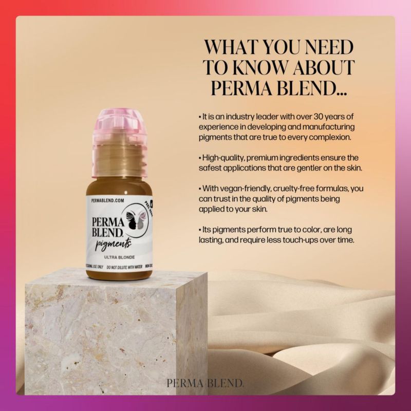 Perma Blend Tinta Pigmentada Marrón Claro para Tatuaje de Cejas Suministros Profesionales de Microblading Botella de 1/2 oz