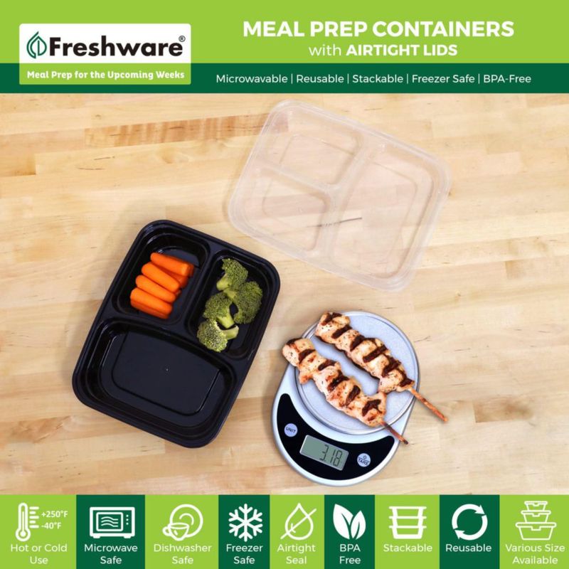 Envases Freshware para Meal Prep - Pack de 150 unidades de 950 ml
