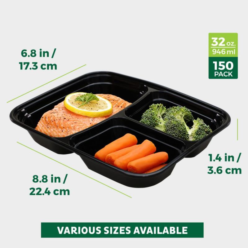 Envases Freshware para Meal Prep - Pack de 150 unidades de 950 ml