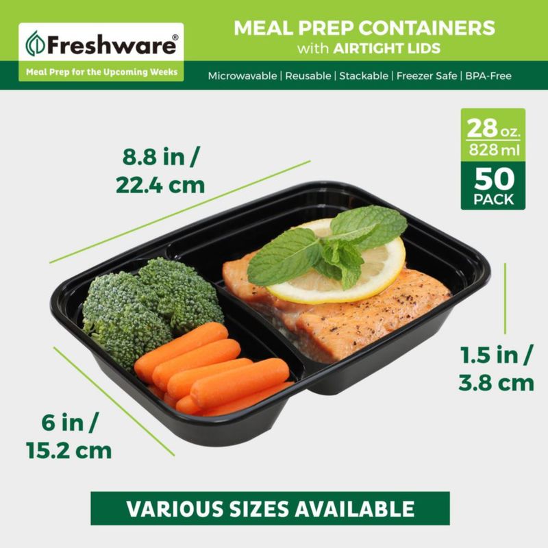 Contenedores Freshware para Meal Prep – Pack de 50 800 ml sin BPA