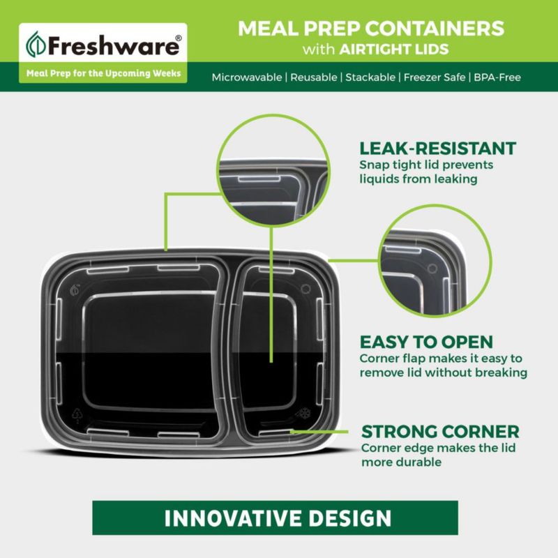 Contenedores Freshware para Meal Prep – Pack de 50 800 ml sin BPA