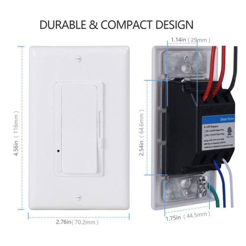 Regulador de atenuación LED Duchow 0-10V 120-277V Unipolar/3 vías