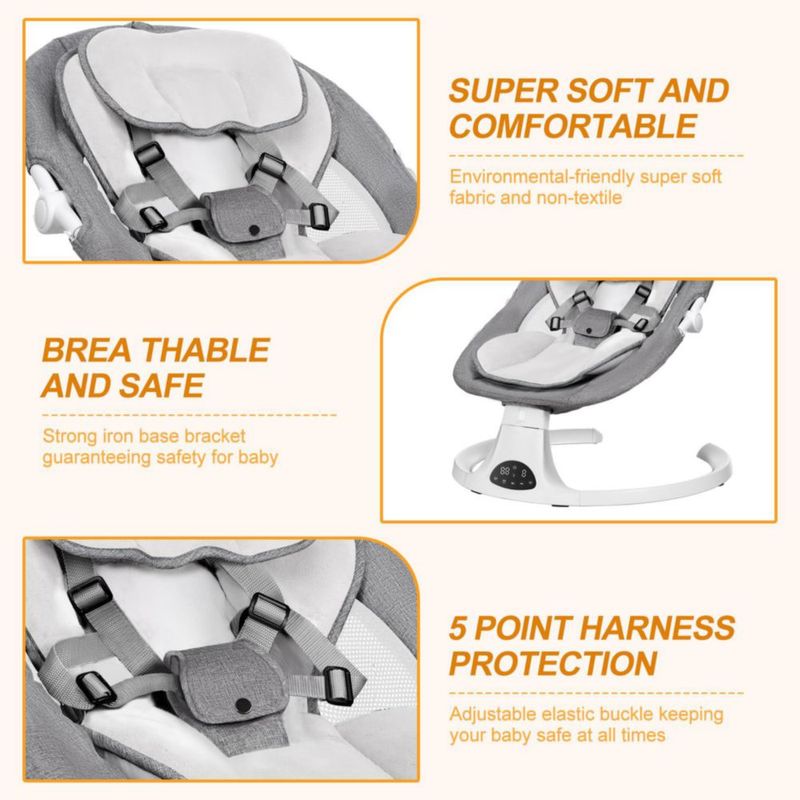 Columpio para bebé DEAREST BABY con control remoto gris 9 kg