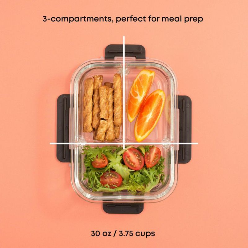 JoyJolt Juego de 5 Envases de Vidrio Hermético de 950 ml para Almacenamiento de Alimentos