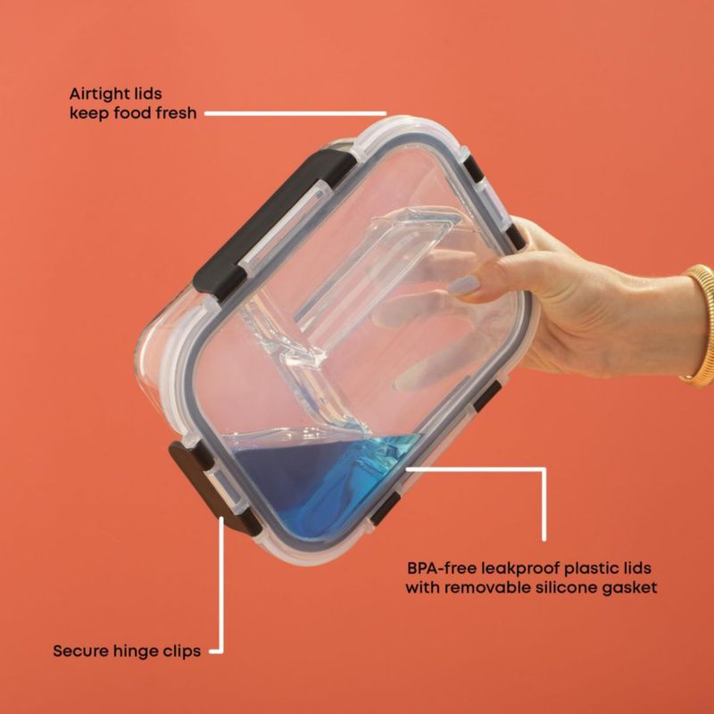 JoyJolt Juego de 5 Envases de Vidrio Hermético de 950 ml para Almacenamiento de Alimentos