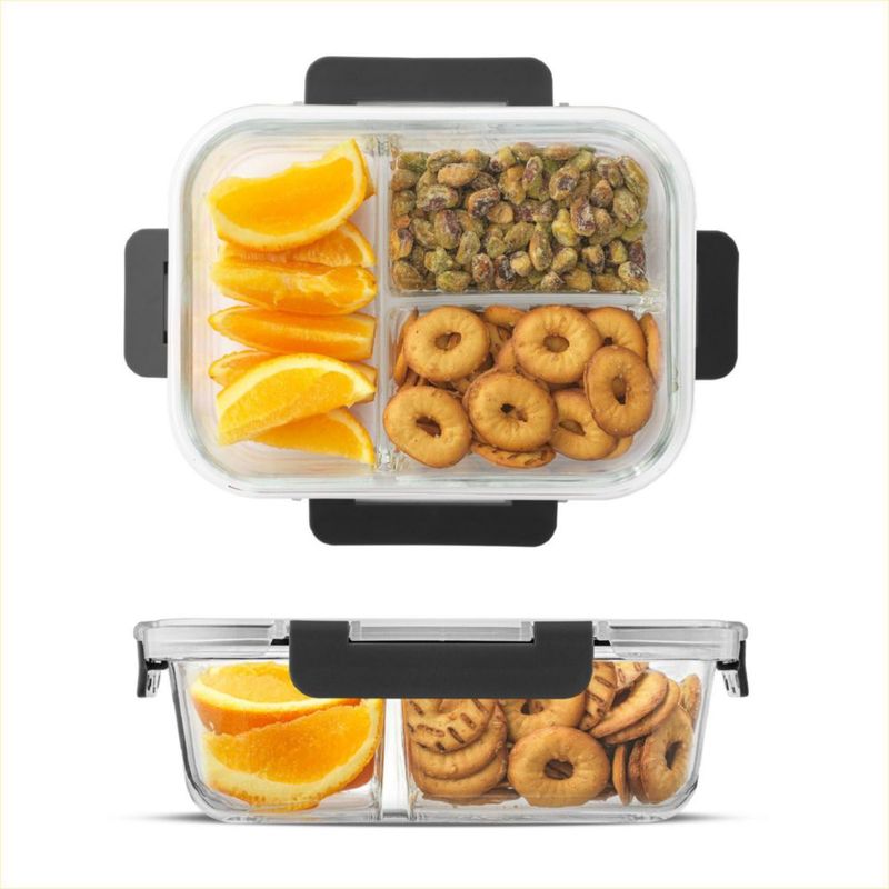 JoyJolt Juego de 5 Envases de Vidrio Hermético de 950 ml para Almacenamiento de Alimentos