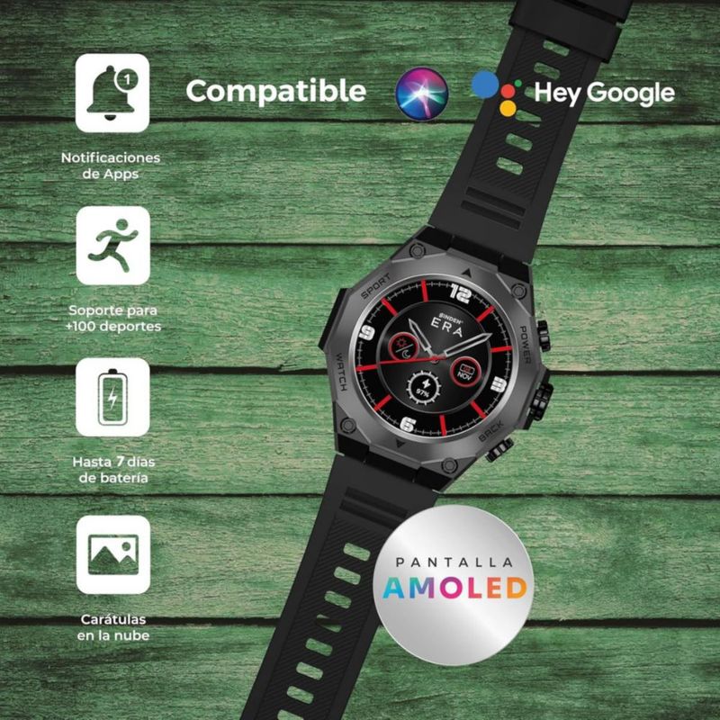 Smartwatch ERA ARMY X AMOLED Llamadas Bluetooth con Correa Elástica extra