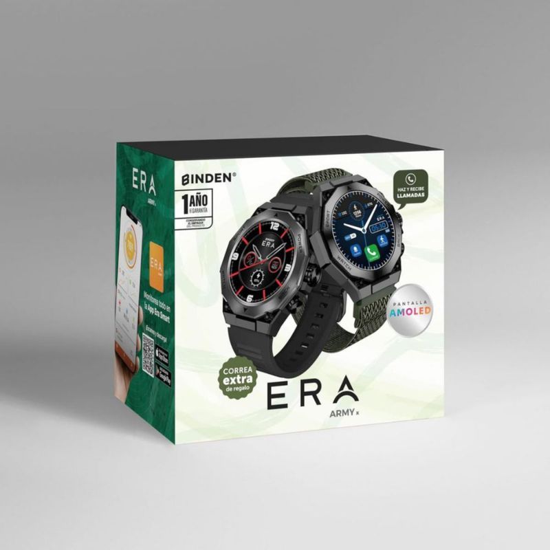 Smartwatch ERA ARMY X AMOLED Llamadas Bluetooth con Correa Elástica extra