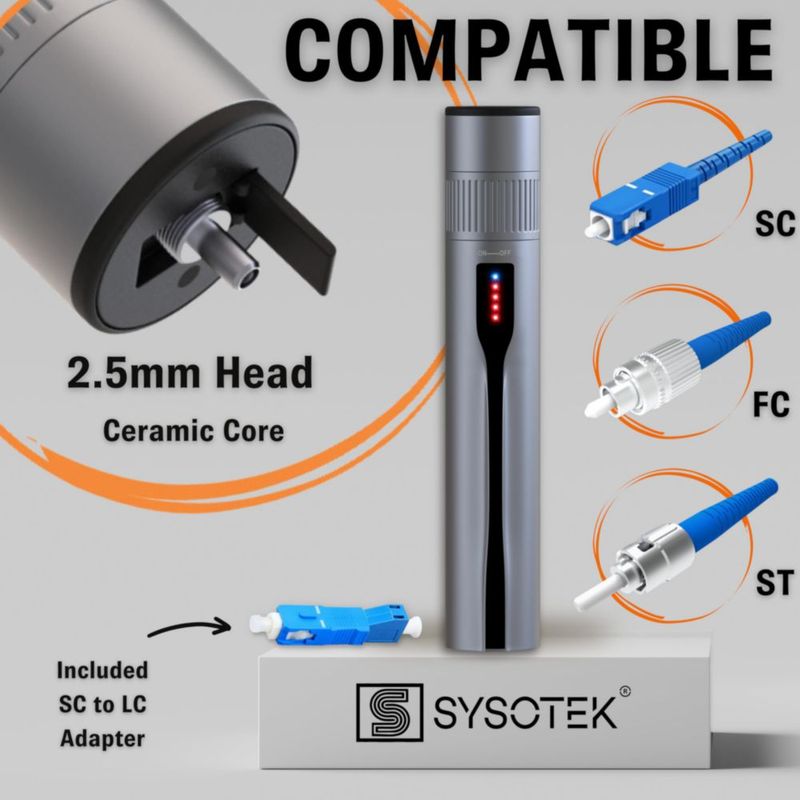 VFL Sysotek Kit de Herramientas de Fibra Óptica Recargable - Luz Roja