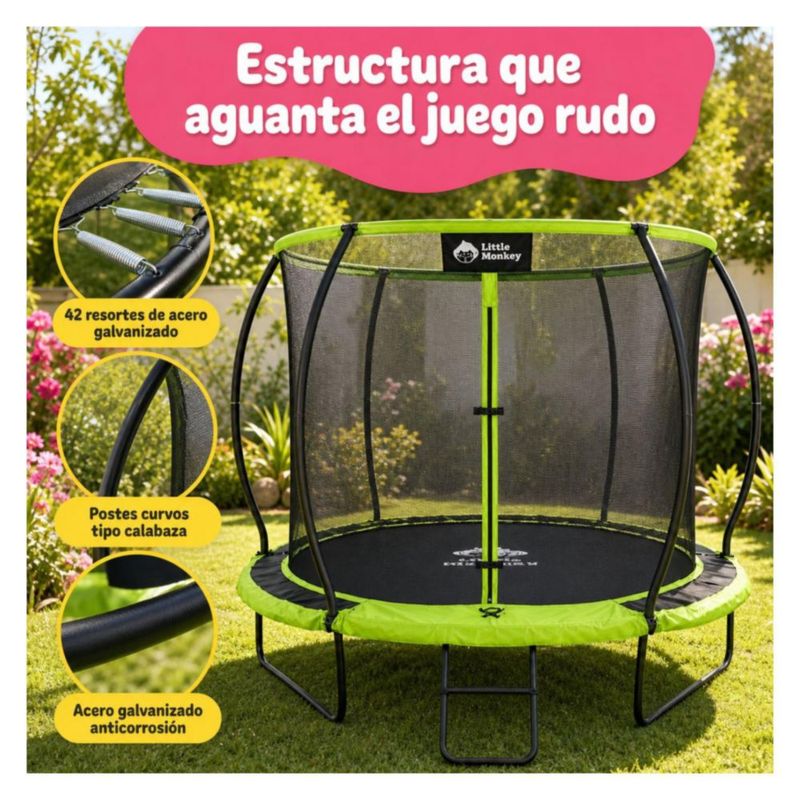 Trampolin Brincolin Calabaza 8 Pies con Escalera Reforzado Malla de Seguridad Uso Exterior Ideal para Ninos Jardin Diversion Segura Resistente