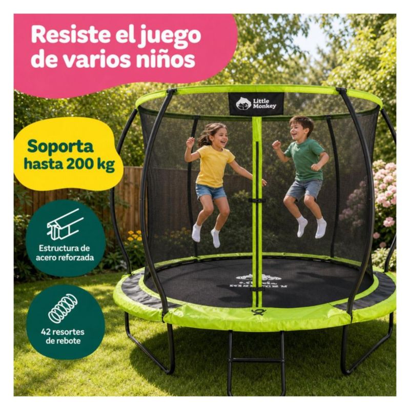 Trampolin Brincolin Calabaza 8 Pies con Escalera Reforzado Malla de Seguridad Uso Exterior Ideal para Ninos Jardin Diversion Segura Resistente