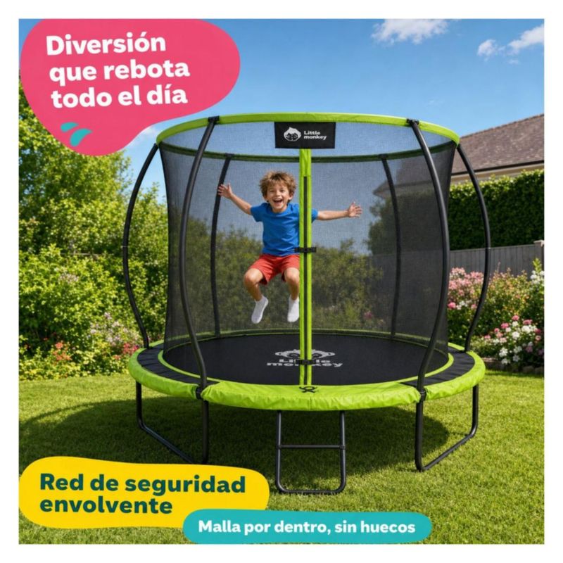 Trampolin Brincolin Calabaza 8 Pies con Escalera Reforzado Malla de Seguridad Uso Exterior Ideal para Ninos Jardin Diversion Segura Resistente