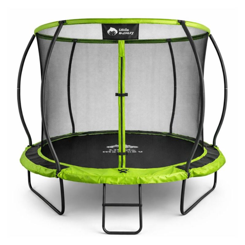 Trampolin Brincolin Calabaza 8 Pies con Escalera Reforzado Malla de Seguridad Uso Exterior Ideal para Ninos Jardin Diversion Segura Resistente