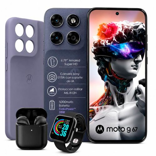 Motorola Moto G67 5G Gris 4gb Ram 256gb con Smartwatch y Audífonos inalámbricos