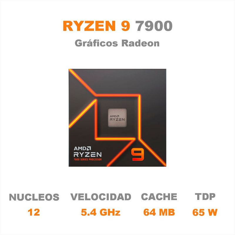 Procesador amd ryzen 9 7900 5.4 ghz 12 core am5 100-100000590box-sd