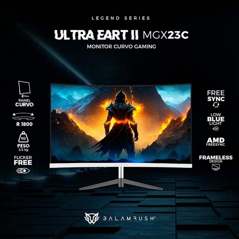 Monitor gamer curvo 23.8 balam rush ultra earth ii mgx23c 1ms 165hz fhd va led u