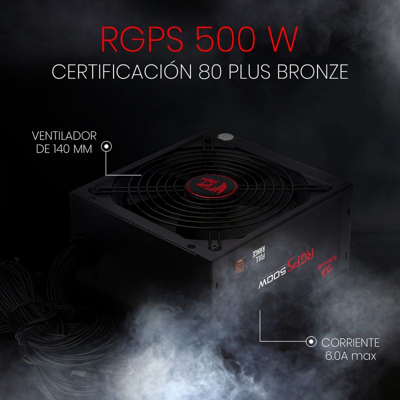 Fuente De Poder De 500W: Certificacion 80+ Bronce, No Modular