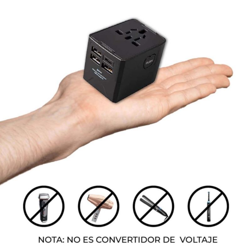 Adaptador de viaje internacional 3 USB+TipoC adaptador universal