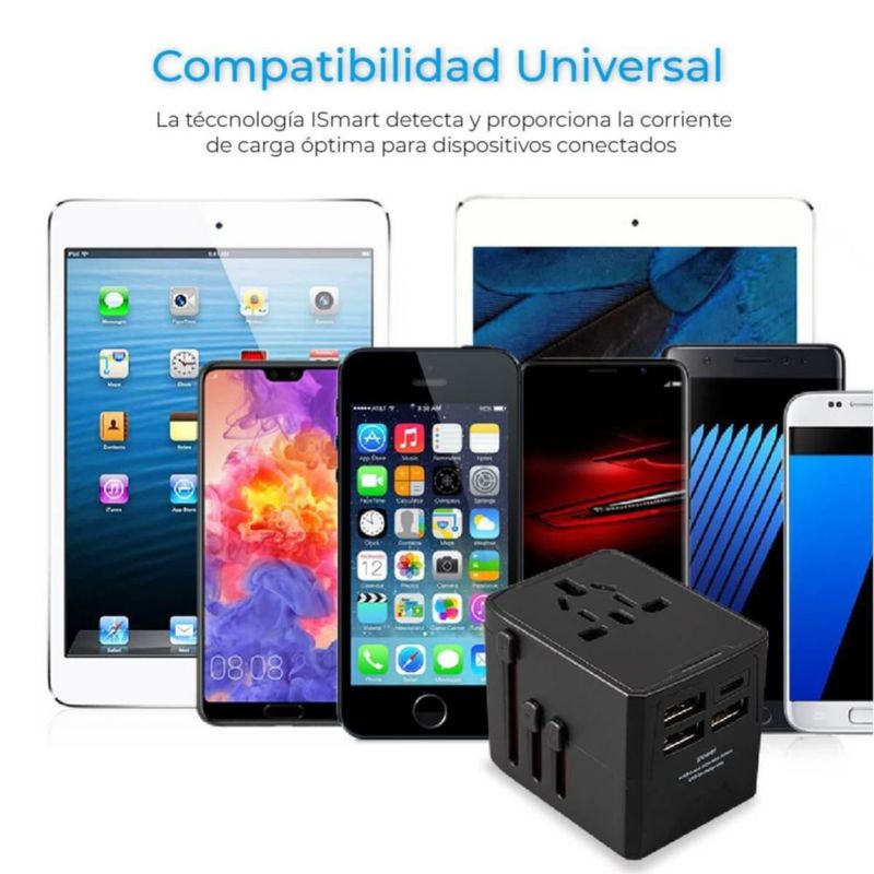 Adaptador de viaje internacional 3 USB+TipoC adaptador universal