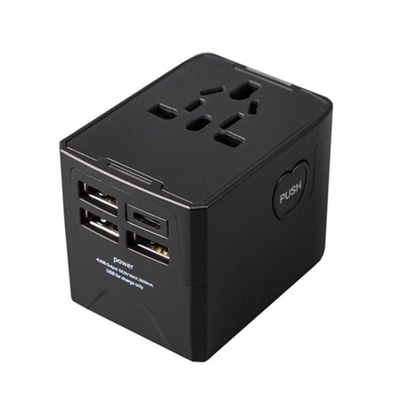 Adaptador de viaje internacional 3 USB+TipoC adaptador universal