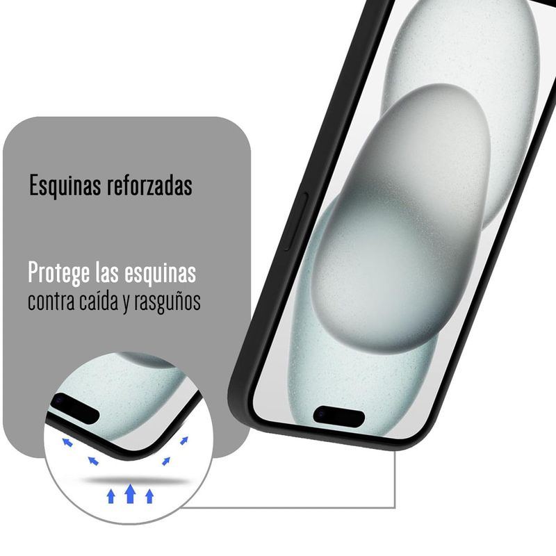 Funda Para iPhone 15 Silicon Premium Interior Afelpado Negro