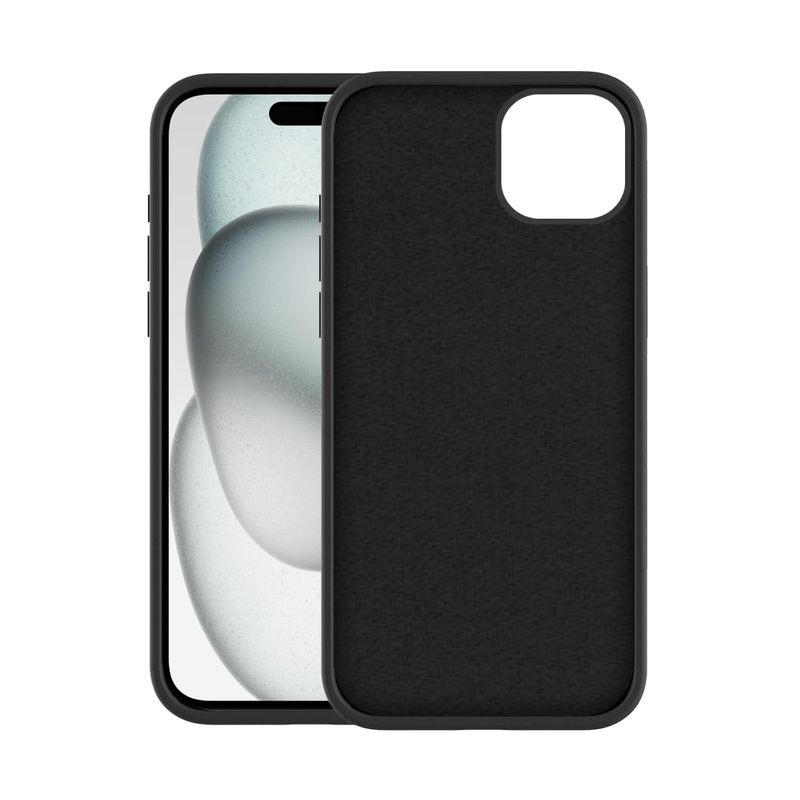 Funda Para iPhone 15 Silicon Premium Interior Afelpado Negro