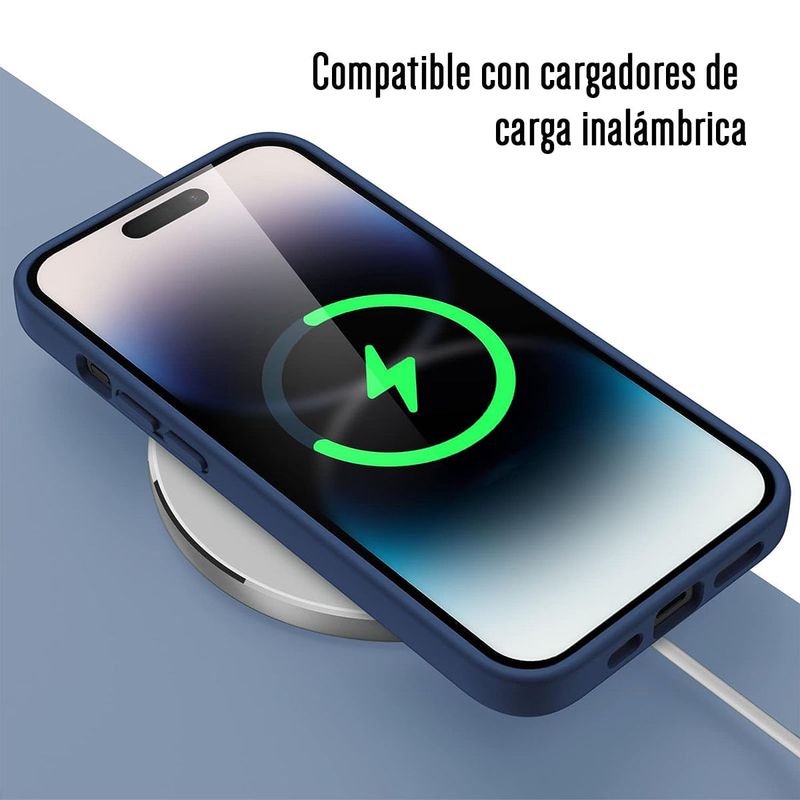 Funda Para iPhone 15 Pro Silicon Premium Interior Afelpado Azul