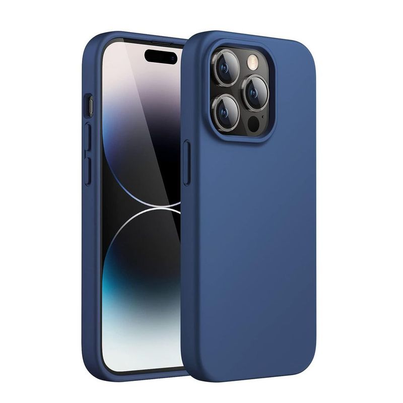 Funda Para iPhone 15 Pro Silicon Premium Interior Afelpado Azul