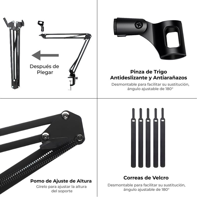 Kit Soporte Brazo para Micrófono Zonar con Accesorios Podcast Stream