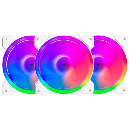 Kit 3 ventiladores gamer balam rush eolox blaze ex50kw 120mm argb 1200rpm blanco