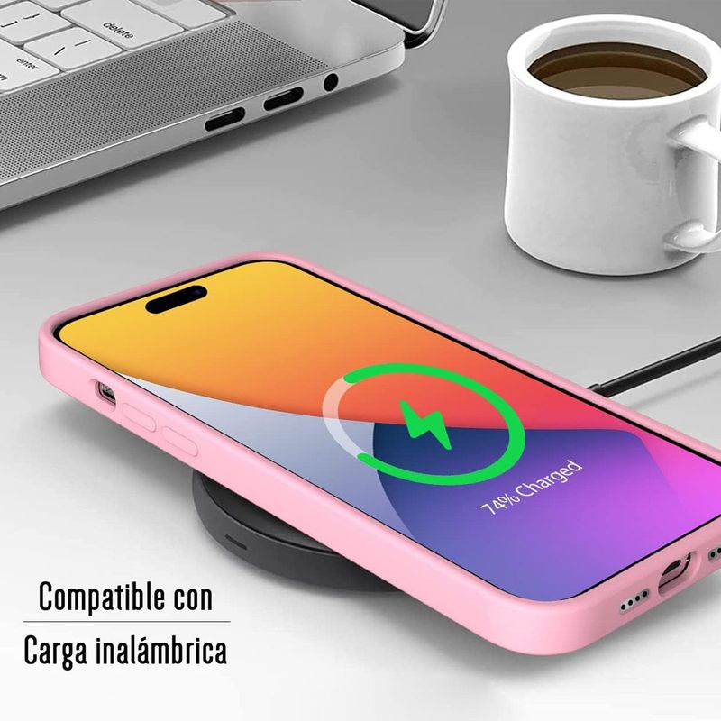 Funda Para iPhone 14 Pro Max Silicon Premium Interior Afelpado Rosa