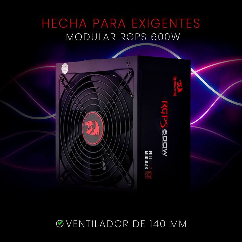 Fuente De Poder Para Pc Redragon Gc-ps002 600w 80 Bronce