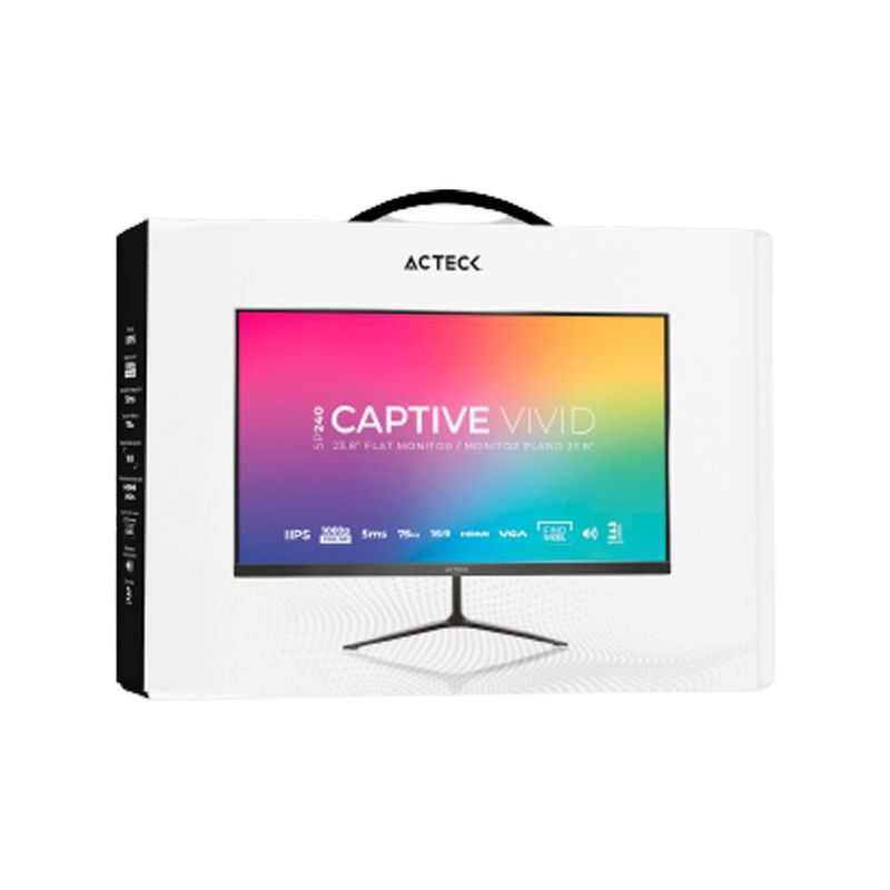 Monitor gamer 23.8 acteck captive vivid sp240 5ms 75hz full hd ips led vga hdmi
