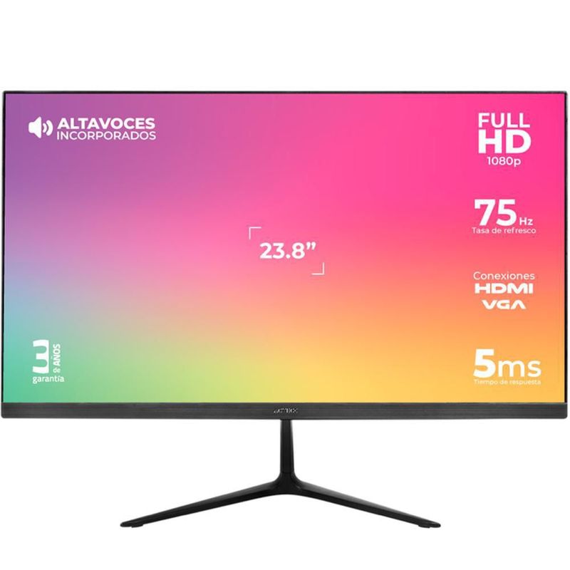 Monitor gamer 23.8 acteck captive vivid sp240 5ms 75hz full hd ips led vga hdmi