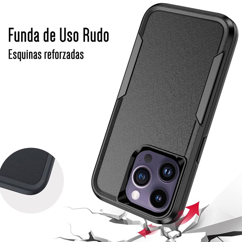Funda Para iPhone 13 Pro Antishock Uso Rudo Maxima Proteccion Negro