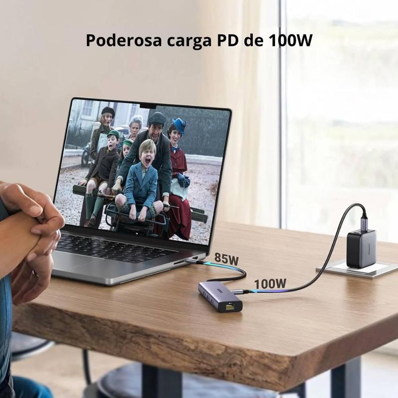 HUB USB-C 6 en 1 UGREEN 3 USB-A, 1 USB-C, HDMI 4K/30hz y Ethernet
